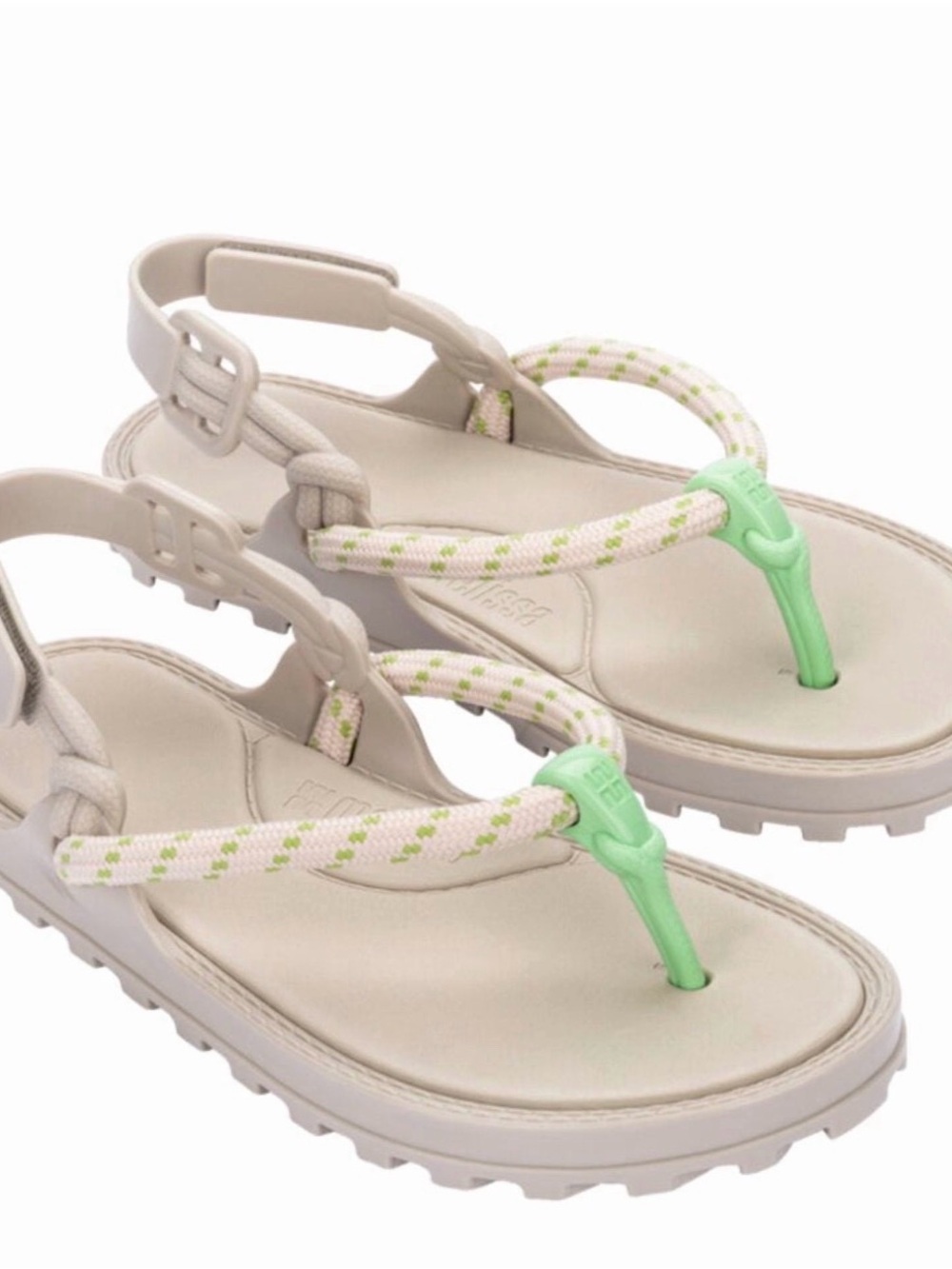 Melissa BOND Sandals - Beige/Green - NIB Size 8